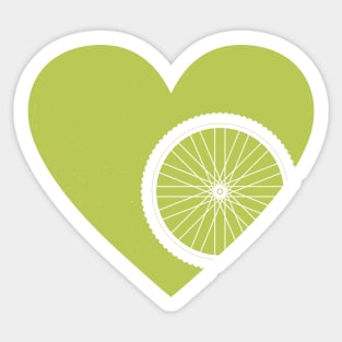 Heart with Mountain Bike Wheel for Cycling Lovers Sticker